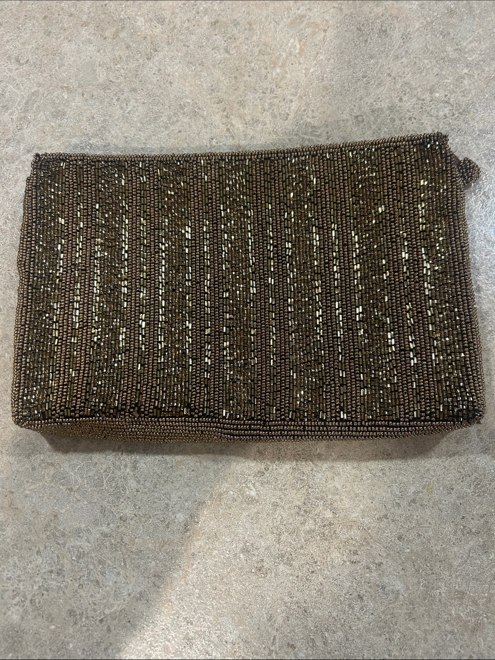 Beaded Evening Clutch in Dark Brown/Gold-Tone